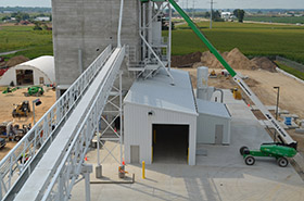 Wide exterior view of a pet food facility
