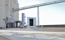 Exterior view of a grain facility